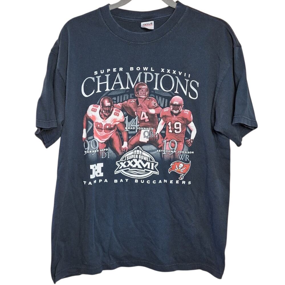 Vintage Tampa Bay Buccaneers Shirt Mens Large Black Super Bowl XXXVII NFL y2k